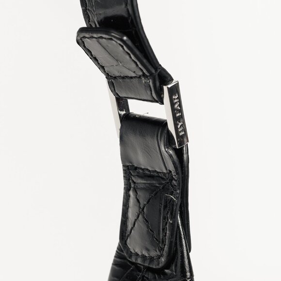 BY FAR Amber Baby Black Crocodile-Embossed Leather Shoulder Bag - Picture 7 of 11